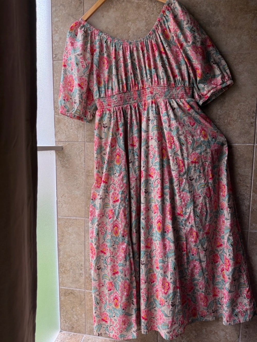 Boden Gardenia Whirl Floral Cotton Midi Dress Pockets Smocked US 16/18 - Picture 5 of 13